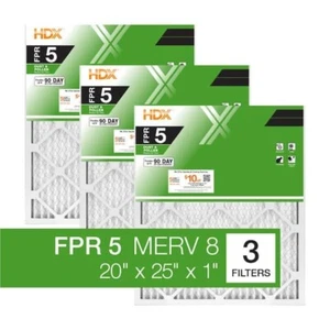 Pleated Air Filters MERV 8 HVAC Vent Furnace 20x25x1 Replacement Filter 3 Pack - Picture 1 of 10