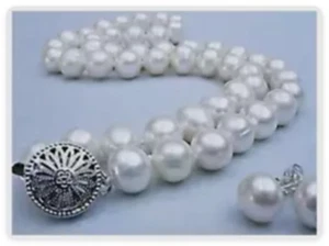 Conjunto de joyas collar pendientes perlas cultivadas Akoya blancas naturales reales de 8-9 mm 18" - Imagen 1 de 6