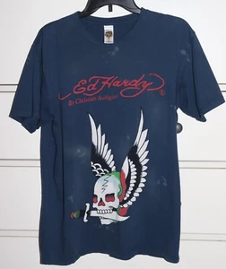 Camisa de manga corta para hombre Ed Hardy de Christian Audigier azul marino talla L - Imagen 1 de 8