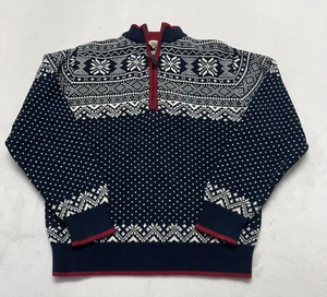 L.L. Bean Boys 8 Small Fair Isle 1/4 Zip Sweater Snowflake Winter Ski Christmas - Picture 1 of 10