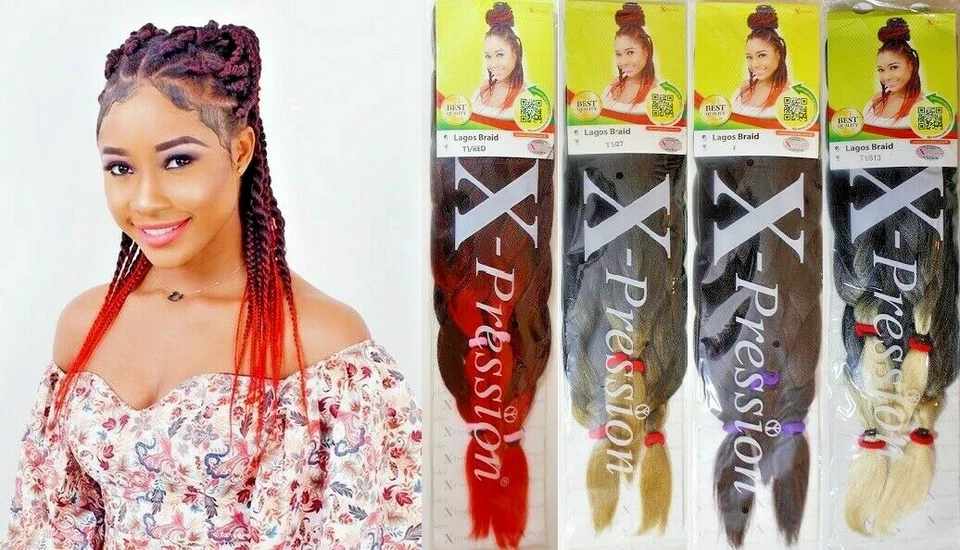 XPRESSION LAGOS BRAID Pre-Pulled Hair Extension(42″ & 46″)Pack Various Colours