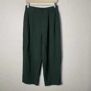 Madewell Women’s Green Barroway Wide Leg Crop Trousers Pants Pleated Size 6. - Picture 1 of 17