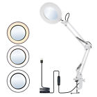 Flexible Klemm Schreibtischlampe Lupenlampe mit 8-facher Lupe Schwenkarm LEDs