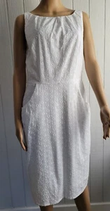 Nine West Damen 100 % Baumwolle Kleid weiß ärmellos Reißverschluss gefüttert Gr. 14 - Bild 1 von 15
