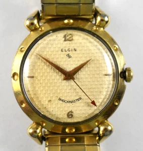 Vintage Elgin Shockmaster Fancy Dial 33.50mm Case Wrist Watch Runs lot.qn - Picture 1 of 6