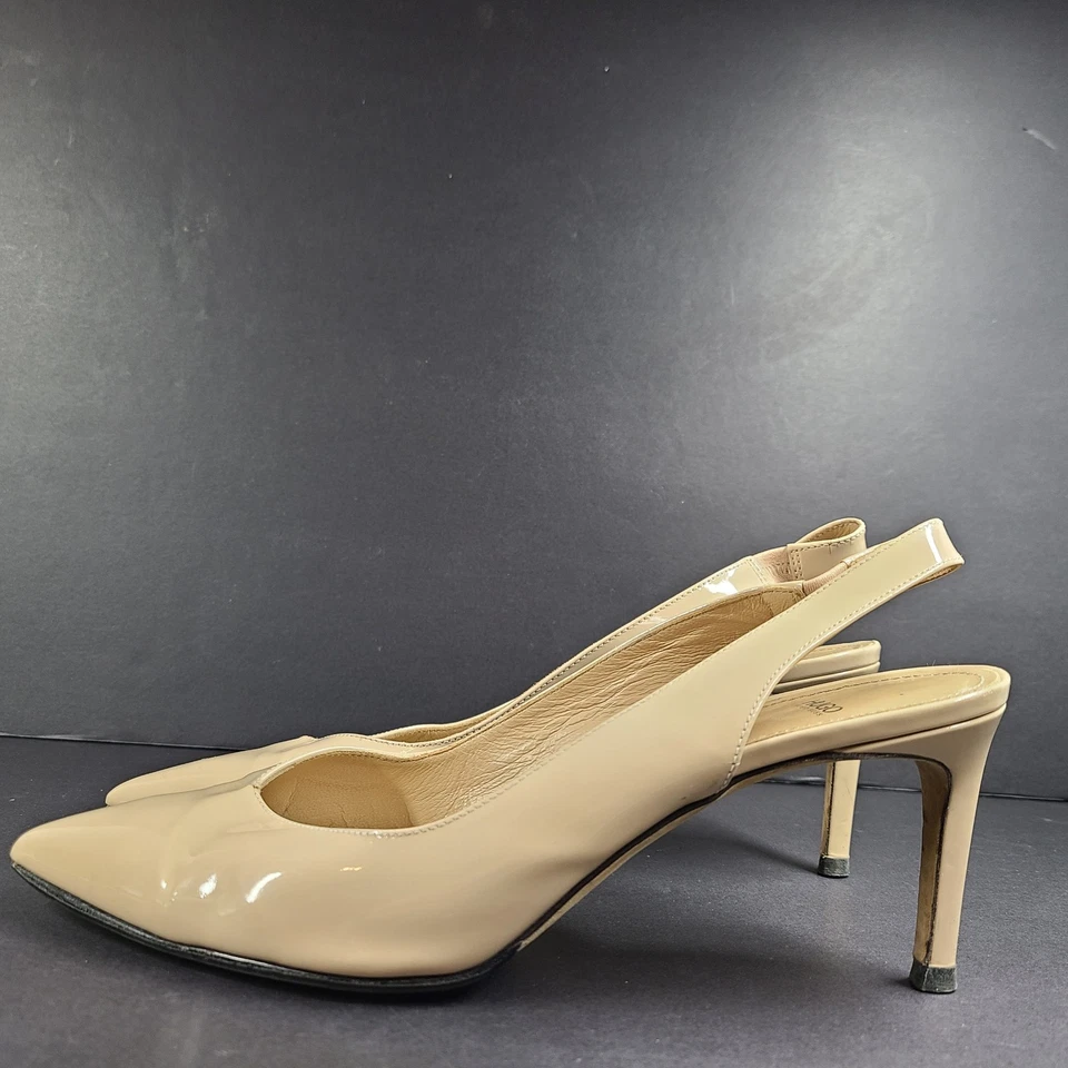 Sandalias Hugo Boss Hellia charol beige nude punta puntiaguda talla 9 Foto 1 de 4