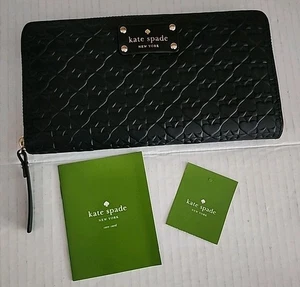 Kate Spade Geldbörse Schwarz Penn Place Prägung Neda Rundumreißverschluss Neu - Bild 1 von 24