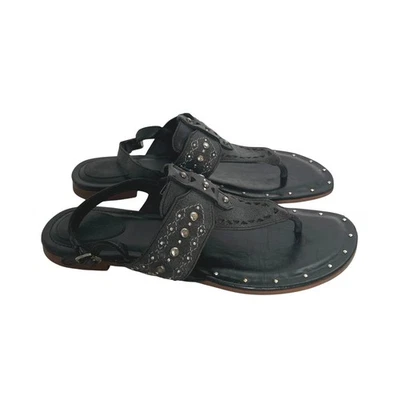 ARIAT Women Black Leather Studded Thong Slingback Sandals 9.5 B - Image 1 of 4