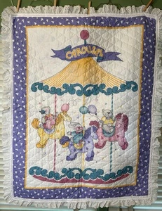 Carousel Baby Blanket 46”x37” Two-Sided, Quilted - Picture 1 of 5
