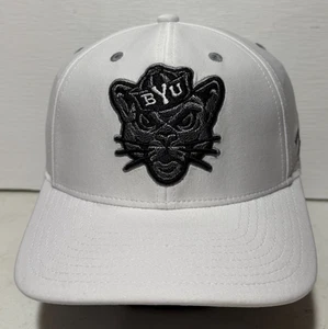 BYU Cougars Zephyr Flex Stretch Fitted Hat Cap Medium White - Picture 1 of 7