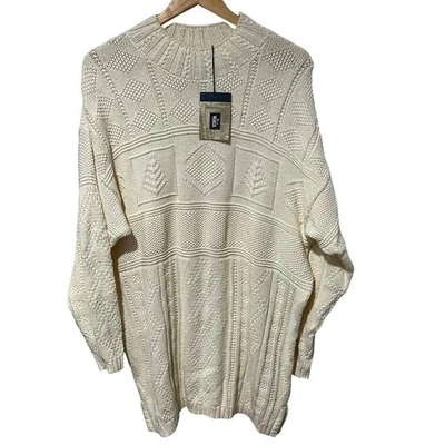 Suéter túnica tejido con cable Woolrich vintage hecho en EE. UU. para mujer M algodón NUEVO NOS Foto 1 de 4