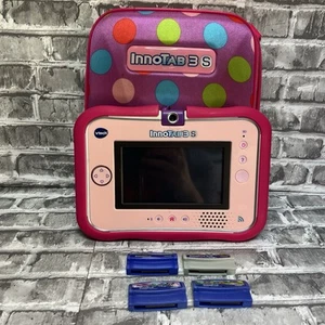 Vtech Innotab 3S Pink Tablet Bundle Includes 4 Games, Skin Cover & Case - Works! - Picture 1 of 6