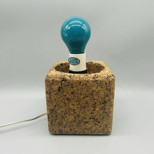 Vintage Mid Century Modern Kork Würfel Tischlampenfuß funktioniert - Bild 1 von 13