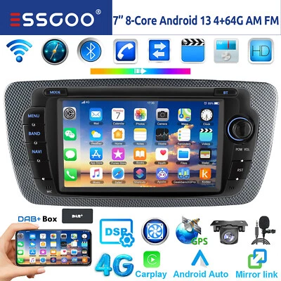DAB+ 4+64G Android 13 Carplay Autoradio GPS RDS Kam Für Seat Ibiza IV 6J 2009-13 - Bild 1 von 4