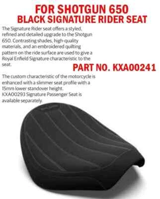 "BLACK RIDER SIGNATURE SEAT " FIT FOR ROYAL ENFIELD NEW SHOTGUN 650 - Image 1 of 4