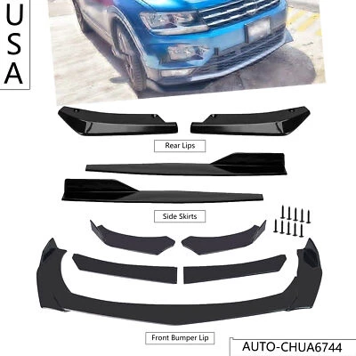 Kit de carrocería de alerón inferior divisor de labios parachoques delantero negro brillante para VW Tiguan S Foto 1 de 4