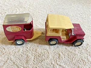 Vintage Buddy L Jeep and Pony Trailer Pressed Steel Set - Picture 1 of 13