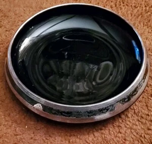 Art Deco Amethyst Black Glass Silver Overlay Bowl 12.5" ~ Dragon & Pagoda Etch - Picture 1 of 8