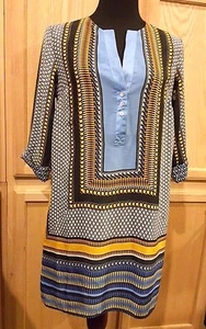 Grace Elements mehrfarbige Tunika/Etuikleid mit Knopfleiste – 69 $ - Bild 1 von 4