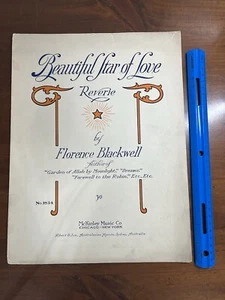 PARTITURAS ANTIGUAS Hermosa Estrella del Amor Reverie Primera Guerra Mundial Era 1914 Gran Formato - Imagen 1 de 7