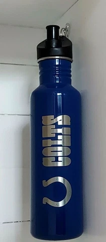 Indianapolis Colts Water Bottle Clip On Blue Stainless Steel Great American New Cover