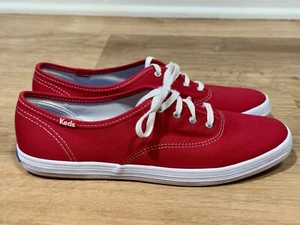 NEW Keds Red Canvas Champion Low Top Sneakers Walking Shoes WF31300M Size 8W - Picture 1 of 8