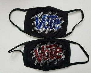 VOTE Bling Rhinestone Face Mask with Filter - 2 Styles - You Choose Mask - Bild 1 von 10
