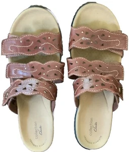 Women's Shoes Clarks Laurieann Echo Flat Sandal Brown Leather size 9 - Picture 1 of 5