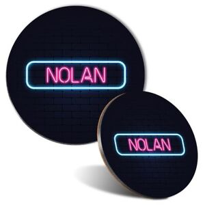 Mata pod mysz i podstawka zestaw neonowy znak projekt Nolan imię #352345