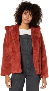 Chaqueta de piel de conejo sintético rosa platino, naranja quemada, mediana - Imagen 1 de 3