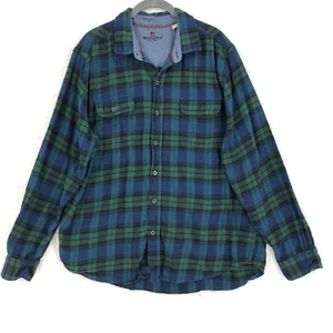 Woolrich Flannel Shirt Mens XL Green Blue Plaid Button Down Long Sleeve Pockets - Picture 1 of 6