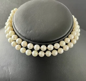 14kt Yellow Gold 7mm Pearl Necklace - 23 Inches (R80) - Picture 1 of 5