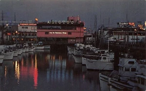 Fisherman's Wharf Vtg Boats Harbor Night Scene San Francisco,CA Vtg Postcard - Picture 1 of 2