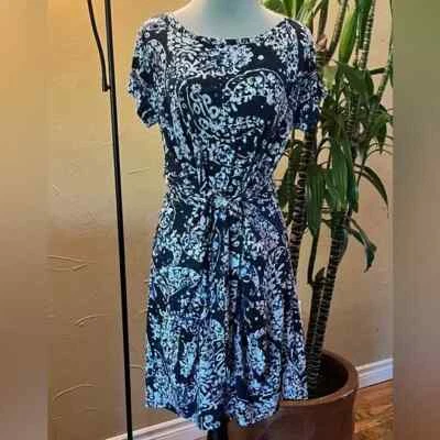 Michael Kors Women's Tie Dress Midnight Blue N White - Size S/M - Image 1 of 3