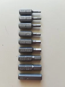 Micro Mini small SAE Standard HEX head Insert 1" BIT Set sizes 5/64" to 1/4" - Picture 1 of 1