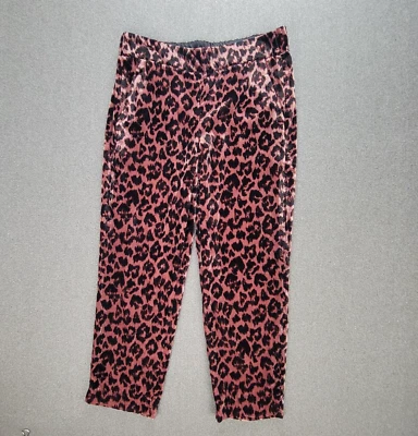 Calça J Crew Feminina 8 Rosa Leopardo Veludo Fácil de Puxar Crop - Imagem 1 de 4