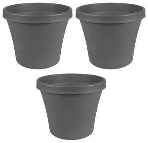 TerraPot 10.7" H x 12.8" D Resin Planter Charcoal Bloem TR12908 (3-Pack) - Picture 1 of 10