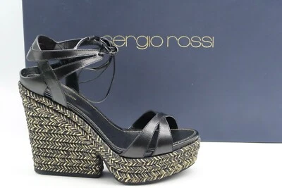 Zapatos para mujer SERGIO ROSSI alpargata trozo cuña plataforma metálica con tiras 39,5 Foto 1 de 4