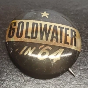 Goldwater in '64 - Barry Goldwater campaign pin - Black and Gold - Picture 1 of 5
