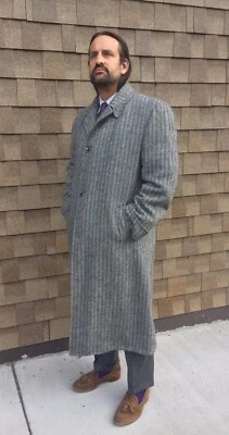 Harris Tweed Vintage 1950s “Custom Made”Modern Men’s Long Wool Overcoat USA - Image 1 of 4