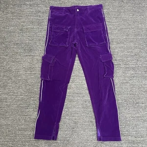 Hollywood Hunna HWLD Pants Medium Purple Velvet Cargo Unisex Streetwear Hype - Picture 1 of 12