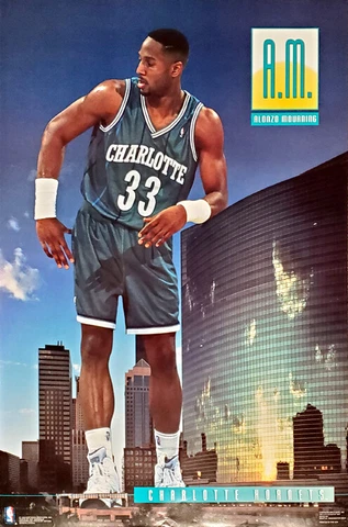 Alonzo Mourning AM Charlotte Hornets 1992-93 NBA Action Costacos 23x35 POSTER Cover