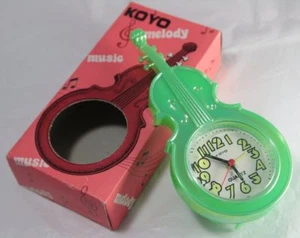 Kitsch Vintage Koyo Quartz Melody Music Clock Irridescent Green Cello - DISPLAY - Picture 1 of 6