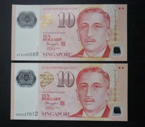 SINGAPORE 2018, 2020 PORTRAIT POLYMER $10 DOLLARS 1, 2 Inverted Triangle New UNC - Picture 1 of 4