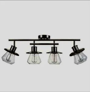 Electric 57504 4-Light Track Lighting, Brushed Nickel, Center Bar Detail, Cle... - Picture 1 of 3