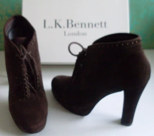LK Bennett London Brown Lace Up Booties Ankle Boots Size EU 40 UK 7 US 9 - Picture 1 of 12