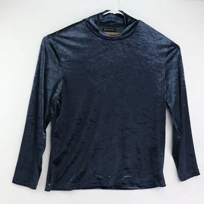 Suéter de cuello alto de terciopelo Dominic INC para hombre, básico azul marino, grande Foto 1 de 4