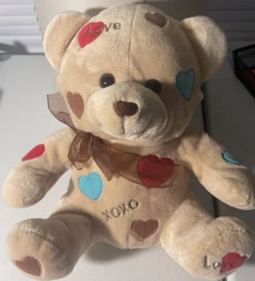Sueño - Oso de peluche color crema San Valentín XOXO corazones amor multicolor 10’’ Foto 1 de 3