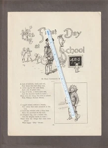 Página de poem vintage de la revista Mary Catherine Hews de 1901 ~ SU PRIMER DÍA DE ESCUELA - Imagen 1 de 1