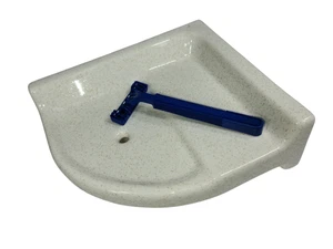 Harvest Gold Dots Ceramic Shower Corner Tray Soap Shampoo Holder Flat Back Glue - Picture 1 of 24
